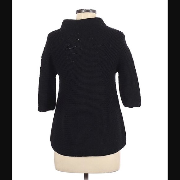Vince Sweater S Wool Chunky Knit Mock Neck Black Button Down Warm Cozy Luxury - Picture 6 of 7